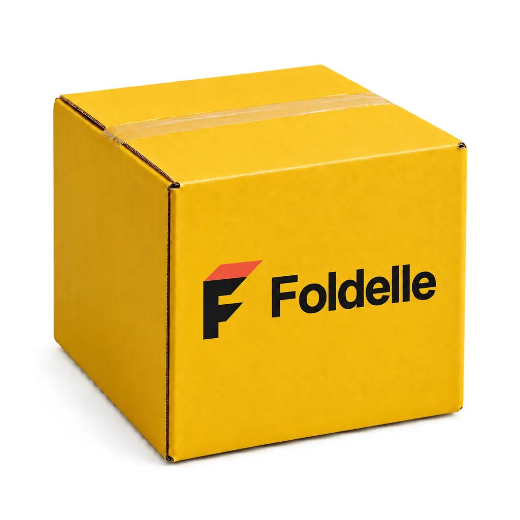 sunflower yellow regular slotted with Foldelle logo printing on a white background